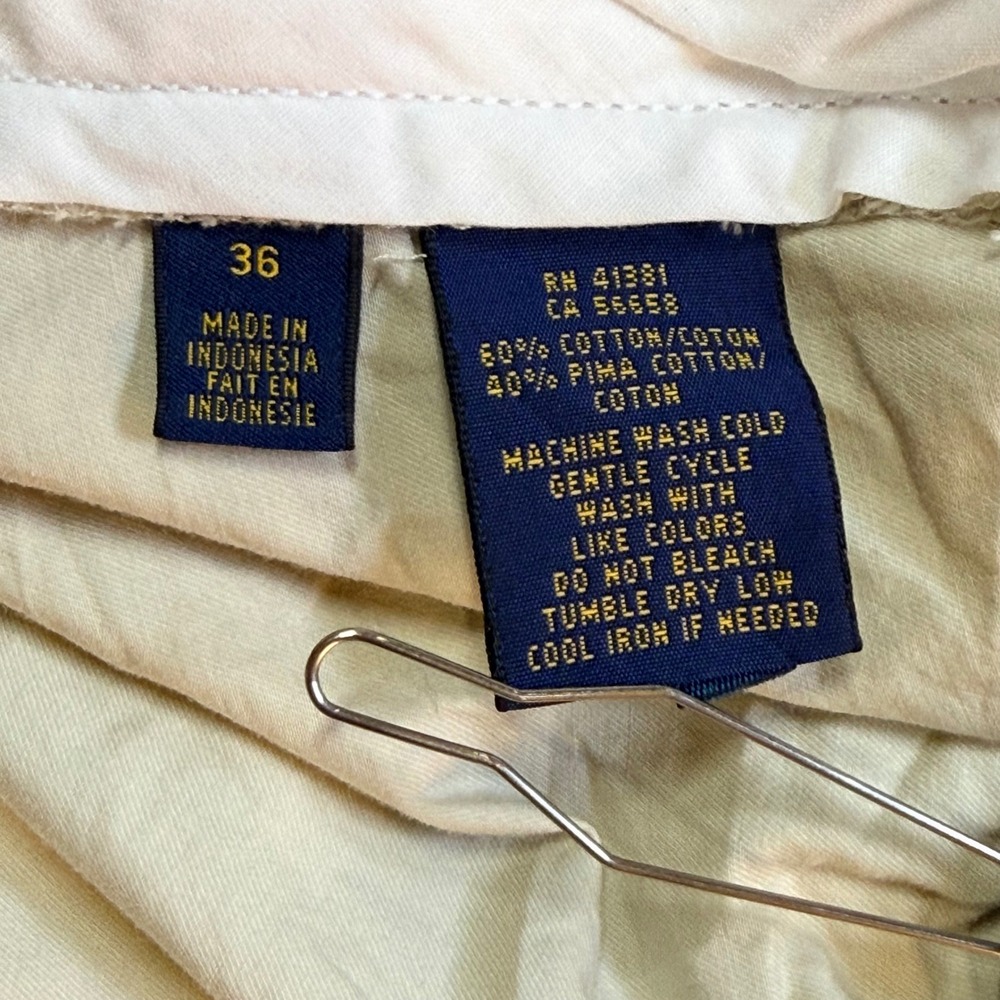 Polo Ralph Lauren Chino Shorts Men 36 Beige Classic Fit Pima Cotton Blend Preppy - Picture 7 of 12